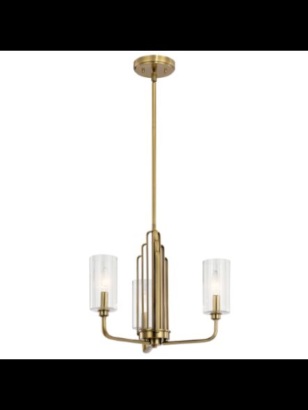 Lustre à 1 étage Kichler Kimrose 52410BNB 3-lumières 60W laiton naturel brossé