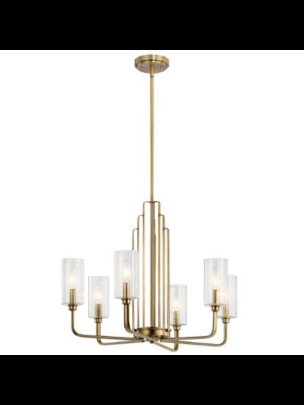 Lustre à 1 étage Kichler Kimrose 52411BNB 6-lumières 60W laiton naturel brossé