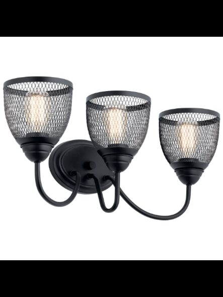 Luminaire de vanité Kichler Voclain 55043BK 3-lumières 75W noir