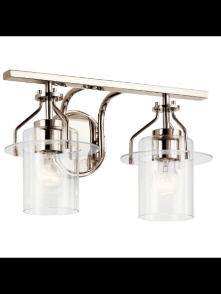 Luminaire de vanité Kichler Everett 55078PN 2-lumières 75W nickel poli