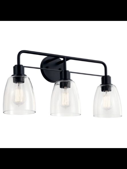 Luminaire de vanité Kichler Meller 55102BK 3-lumières 60W noir