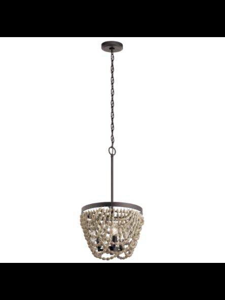 Lustre à 1 étage Kichler Coltyn 82299 3-lumières 60W fer d'enclume