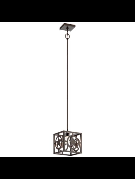 Mini suspendu Kichler Branko 82335 1-lumière 60W bronze vieilli