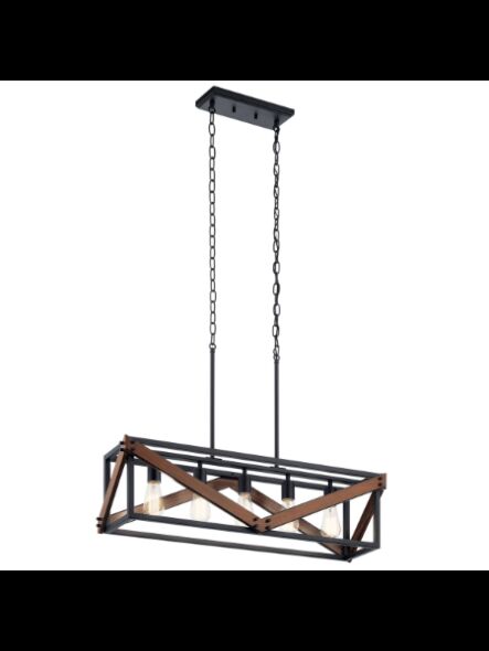 Lustre linéaire Kichler Barrington 82345 5-lumières 60W noir vieilli