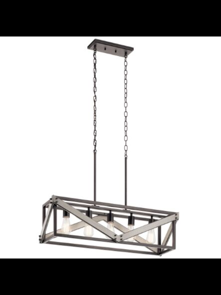 Lustre linéaire Kichler Barrington 82346 5-lumières 60W fer d'enclume