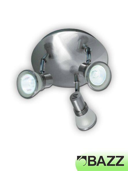 plafonnier bazz accent chrome brossé à 3 spots multidirection px7083bs