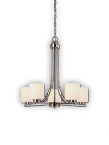 Canarm Leigha 5 Light Brushed Nickel Chandelier ICH423A05BN (fixturewshade)