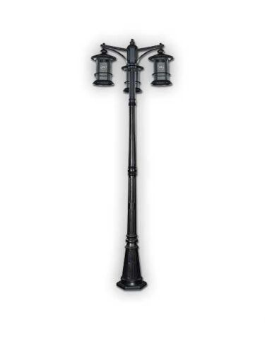 canarm treehouse  3 light black post light iol156bk