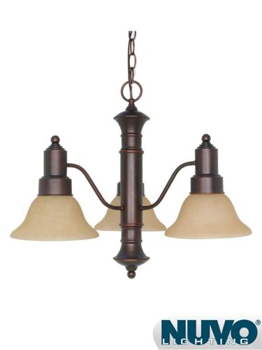 Chandelier Nuvo Lighting 60-3104 3-Lumières Série Gotham Bois d'Acajou