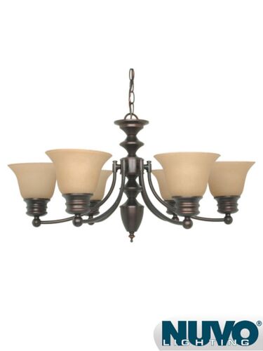 Chandelier Nuvo Lighting 60-3129 6-Lumières Série Empire Bois d'Acajou