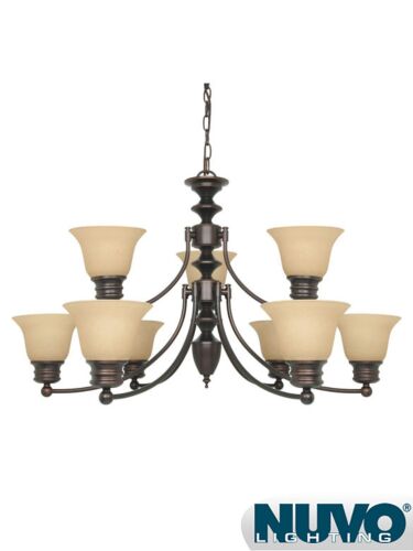 Chandelier Nuvo Lighting 60-3131 9-Lumières Série Empire Bois d'Acajou