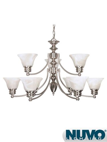 Chandelier Nuvo Lighting 60-3196 9-Lumières Série Empire Nickel Brossé