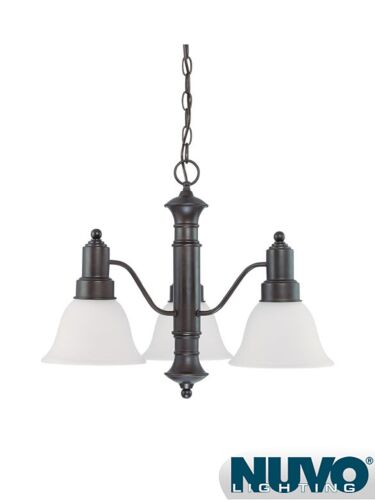 Chandelier Nuvo Lighting 60-3334 3-Lumières Série Gotham Bois d'Acajou