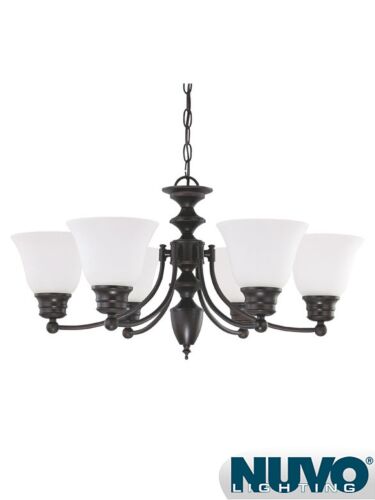 Chandelier Nuvo Lighting 60-3359 6-Lumières Série Empire Bois d'Acajou