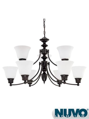 Chandelier Nuvo Lighting 60-3361 9-Lumières Série Empire Bois d'Acajou