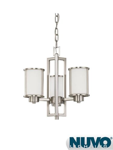 Chandelier Nuvo Lighting 60-3805 3-Lumières Série Odeon Nickel Brossé