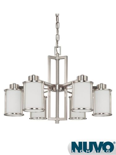 Chandelier Nuvo Lighting 60-3806 6-Lumières Série Odeon Nickel Brossé