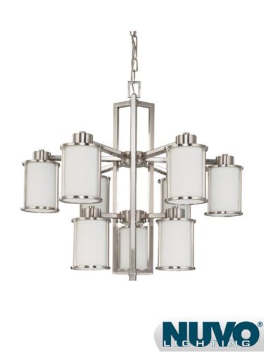 Chandelier Nuvo Lighting 60-3809 9-Lumières Série Odeon Nickel Brossé