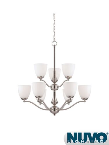 Chandelier Nuvo Lighting 60-5059 9-Lumières Série Patton Nickel Brossé