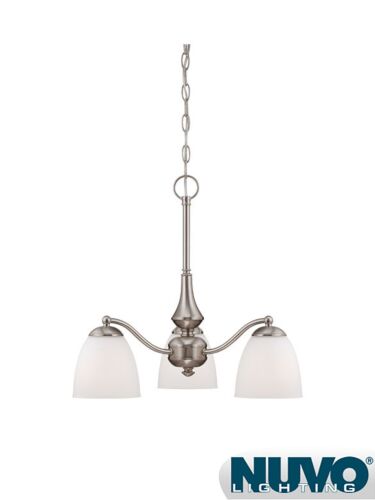 Chandelier Nuvo Lighting 60-5062 3-Lumières Série Patton Nickel Brossé